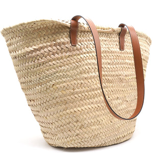 Medium Tromphe Panier in Palm Leaves and Calfskin