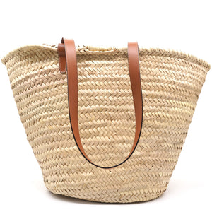 Medium Tromphe Panier in Palm Leaves and Calfskin