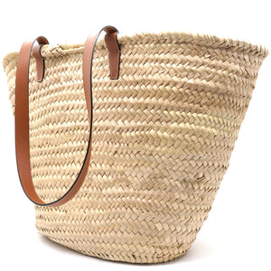 Medium Tromphe Panier in Palm Leaves and Calfskin