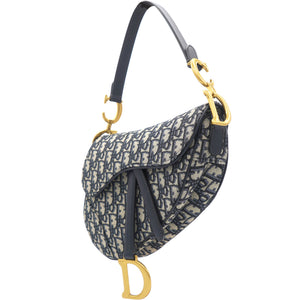 Blue Oblique Canvas Saddle Bag