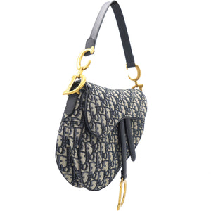 Blue Oblique Canvas Saddle Bag