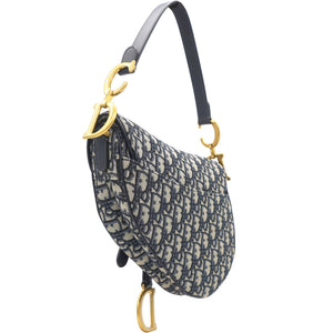 Blue Oblique Canvas Saddle Bag