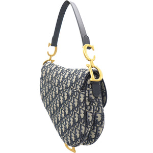Blue Oblique Canvas Saddle Bag