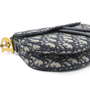 Blue Oblique Canvas Saddle Bag