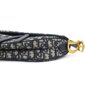 Blue Oblique Canvas Saddle Bag