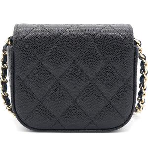 Caviar Quilted Mini Clutch With Chain Black