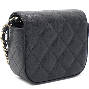 Caviar Quilted Mini Clutch With Chain Black
