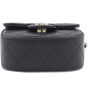Caviar Quilted Mini Clutch With Chain Black