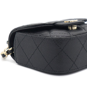 Caviar Quilted Mini Clutch With Chain Black