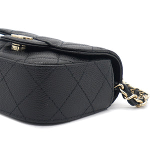 Caviar Quilted Mini Clutch With Chain Black