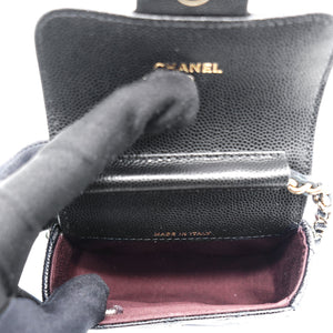 Caviar Quilted Mini Clutch With Chain Black