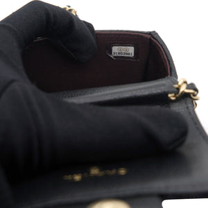 Caviar Quilted Mini Clutch With Chain Black