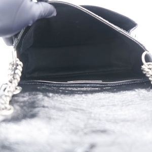 Black Crinkled Vintage Leather Baby Niki Flap Shoulder Bag