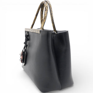 Petite 2 Jours Tote Flower Charm Black