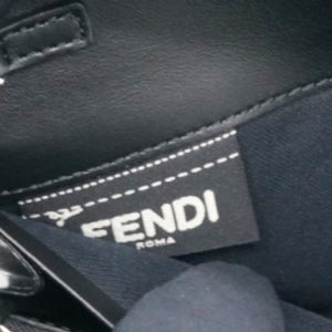 Black Leather Logo Multifunction Wallet on Chain
