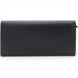 Black Leather Logo Multifunction Wallet on Chain