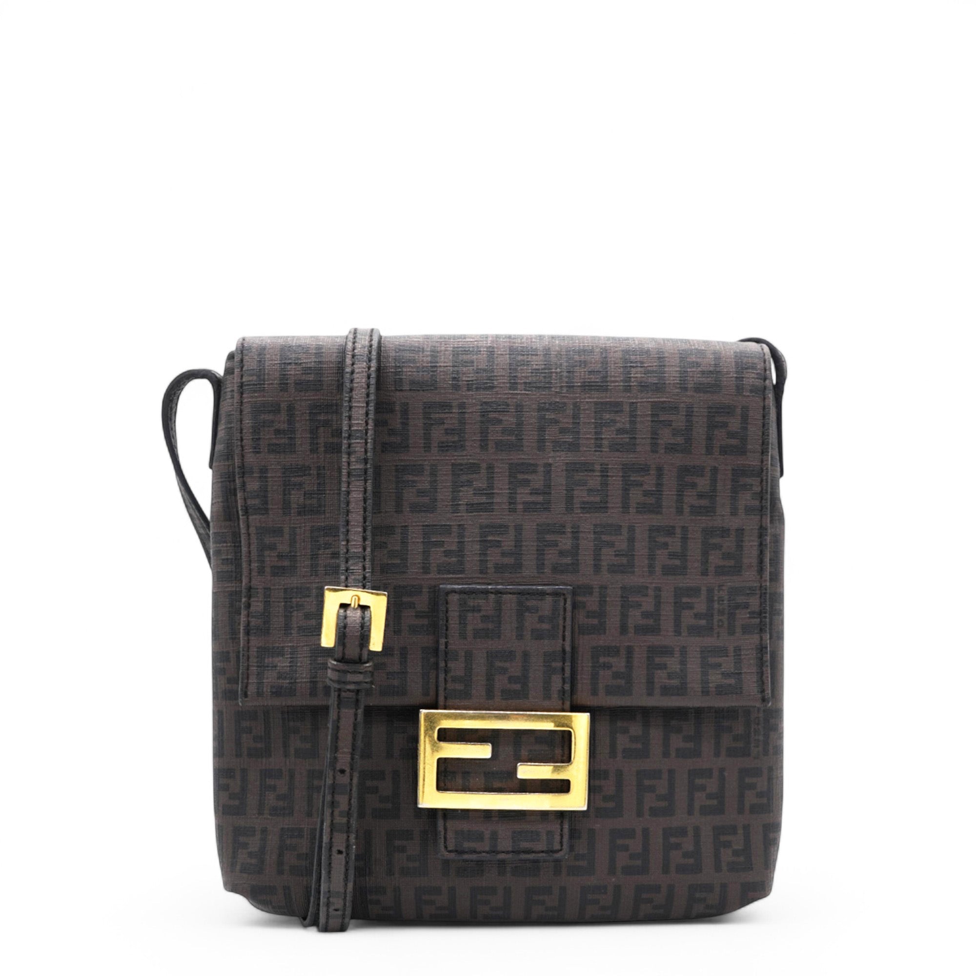 Black Zucchino Coated Canvas FF Flap Messenger Bag