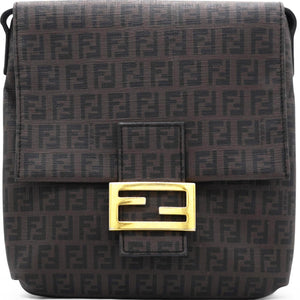 Black Zucchino Coated Canvas FF Flap Messenger Bag