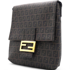 Black Zucchino Coated Canvas FF Flap Messenger Bag