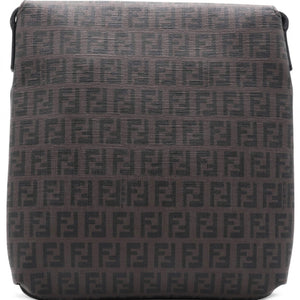 Black Zucchino Coated Canvas FF Flap Messenger Bag