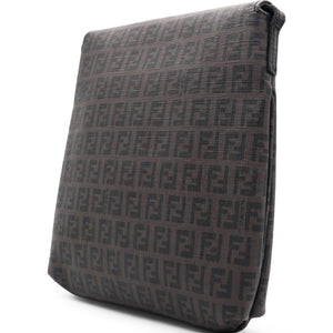 Black Zucchino Coated Canvas FF Flap Messenger Bag