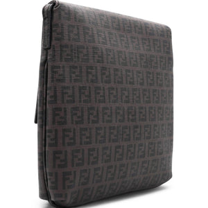 Black Zucchino Coated Canvas FF Flap Messenger Bag