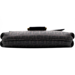 Black Zucchino Coated Canvas FF Flap Messenger Bag