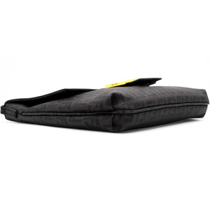 Black Zucchino Coated Canvas FF Flap Messenger Bag