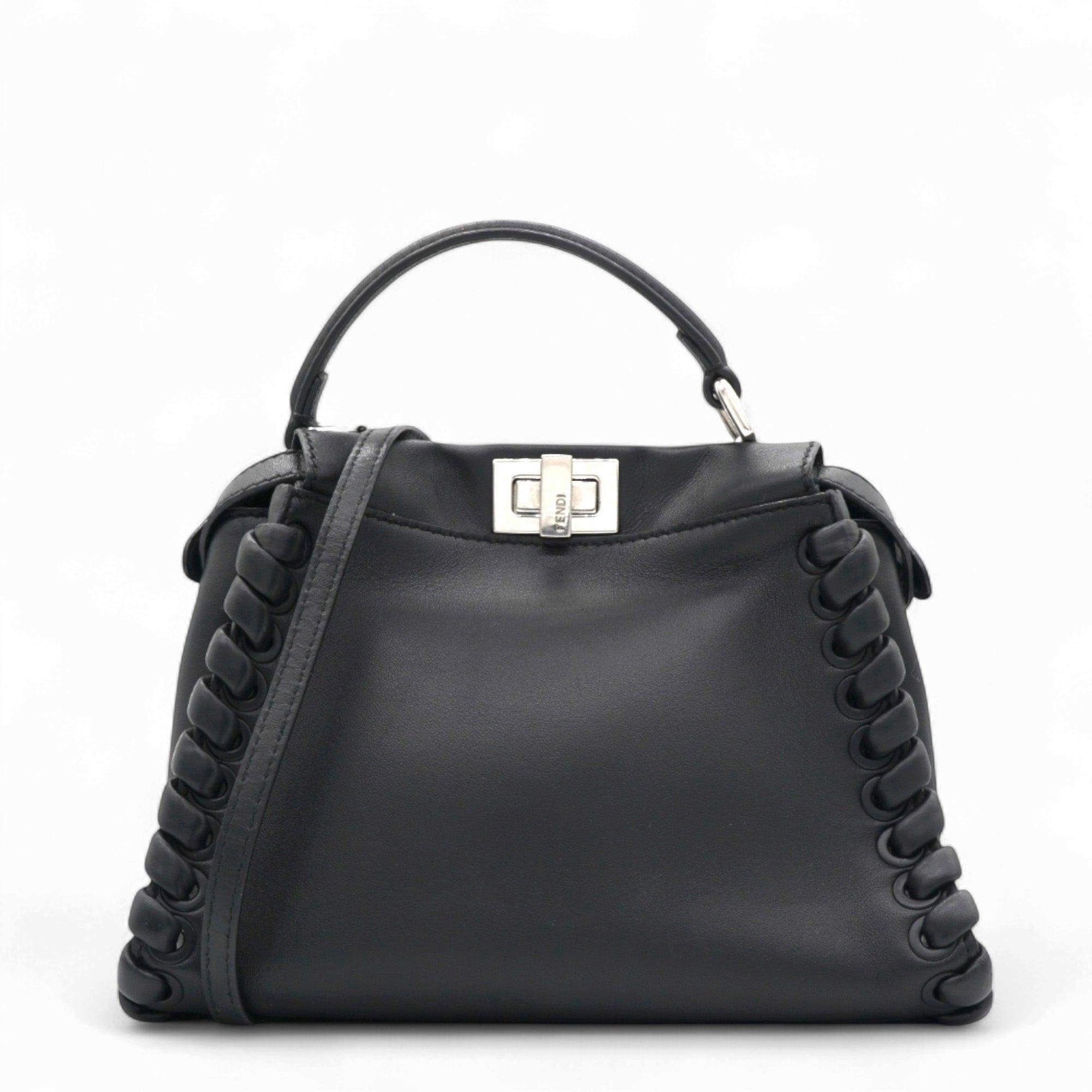 Nappa Lace Up Mini Peekaboo Iconic Satchel Black
