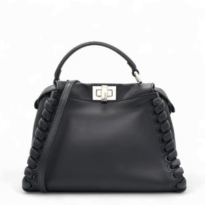 Nappa Lace Up Mini Peekaboo Iconic Satchel Black
