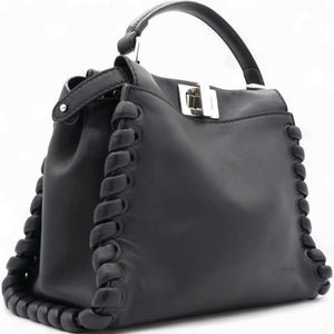 Nappa Lace Up Mini Peekaboo Iconic Satchel Black
