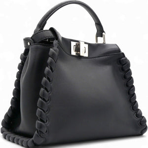 Nappa Lace Up Mini Peekaboo Iconic Satchel Black