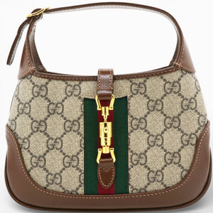 GG Supreme Monogram Azalea Web Mini Jackie 1961 Hobo Beige Ebony Brown