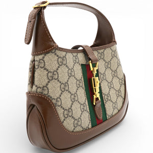 GG Supreme Monogram Azalea Web Mini Jackie 1961 Hobo Beige Ebony Brown