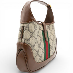 GG Supreme Monogram Azalea Web Mini Jackie 1961 Hobo Beige Ebony Brown
