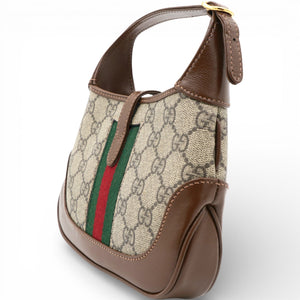 GG Supreme Monogram Azalea Web Mini Jackie 1961 Hobo Beige Ebony Brown