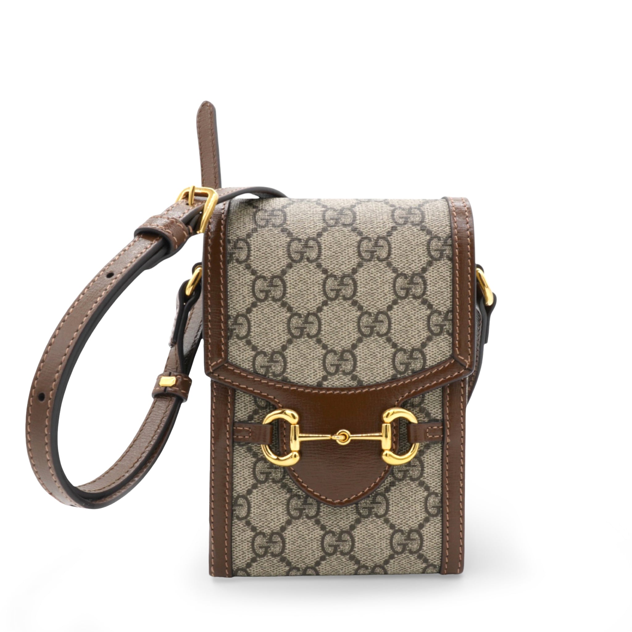 GG Supreme Monogram Horsebit Vertical Phone Bag