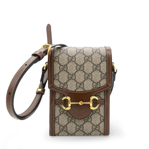 GG Supreme Monogram Horsebit Vertical Phone Bag