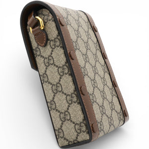 GG Supreme Monogram Horsebit Vertical Phone Bag