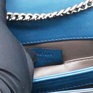 Blue Leather Small Interlocking G Shoulder Bag