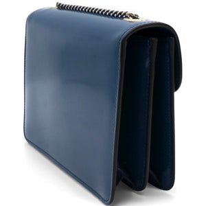 Blue Leather Small Interlocking G Shoulder Bag