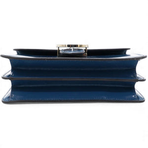 Blue Leather Small Interlocking G Shoulder Bag