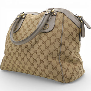 Brown/Beige GG Canvas and Leather Scarlett Interlocking G Satchel Tote
