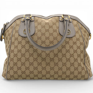 Brown/Beige GG Canvas and Leather Scarlett Interlocking G Satchel Tote