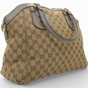 Brown/Beige GG Canvas and Leather Scarlett Interlocking G Satchel Tote