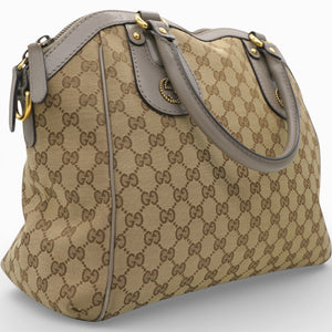 Brown/Beige GG Canvas and Leather Scarlett Interlocking G Satchel Tote