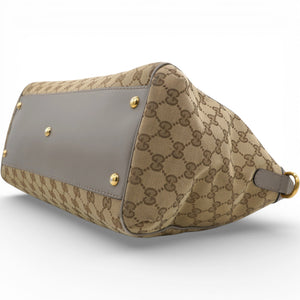 Brown/Beige GG Canvas and Leather Scarlett Interlocking G Satchel Tote