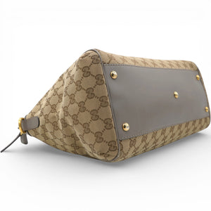 Brown/Beige GG Canvas and Leather Scarlett Interlocking G Satchel Tote