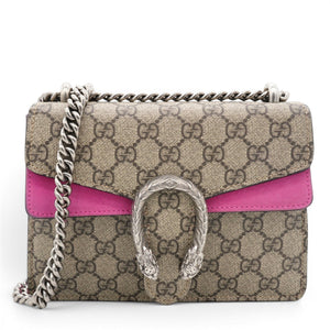 GG Supreme Monogram Suede Crystal Small Dionysus Shoulder Bag Beige Ebony Bright Purple