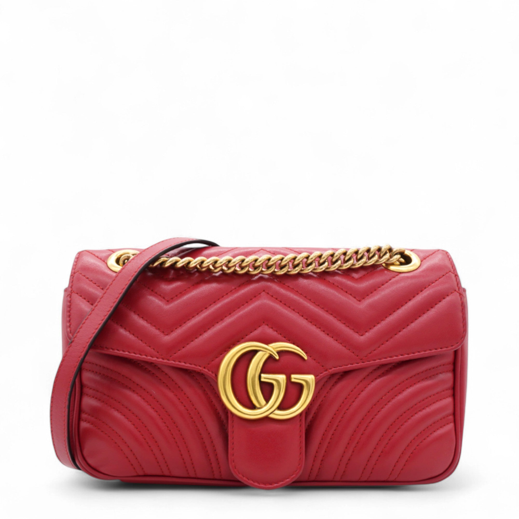 Matelasse Small GG Marmont Shoulder Bag Hibiscus Red